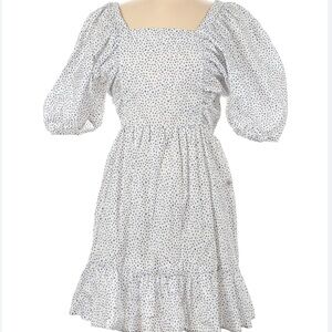 Giani Bini GB Juniors Medium Polka Dot Puff Sleeve Square Neck Mini Dress White
